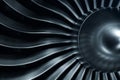 3D Rendering jet engine, close-up view jet engine blades. Blue tint. Royalty Free Stock Photo