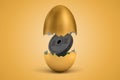 3d rendering of 15 kg weight plate hatching out of golden egg on yellow background