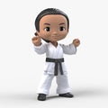 3D rendering of kid doing karate Royalty Free Stock Photo