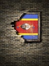 Old Kingdom of Swaziland flag in brick wall