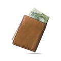 Kyrgyzstani som notes popping out of a brown leather menÃ¢â¬â¢s wallet Royalty Free Stock Photo