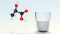 3d rendering of lactic acid molecules and milk