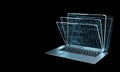 laptop computer with glowing software source code led panel. Royalty Free Stock Photo