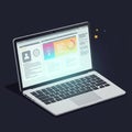 A 3D rendering of a laptop with a vibrant, colorful interface displayed on the screen Royalty Free Stock Photo