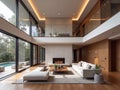 3D rendering large luxury modern bright interiors Living room