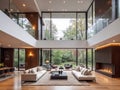 3D rendering large luxury modern bright interiors Living room