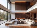3D rendering large luxury modern bright interiors Living room