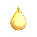 3d rendering of a large yellow bright and clean oil drop isolated on white background.