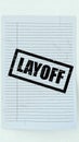 3d rendering of layoff wording with line paper