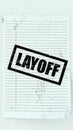 3d rendering of layoff wording with line paper