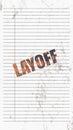 3d rendering of layoff wording with line paper