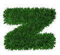 3d rendering leaves english alphabet font. Decorative nature plant letters. Ecology concept