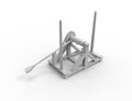 3d rendering of a Leonardo Da Vinci catapult in white background