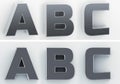 3d rendering of the letters A, B, C in blushed metal of a white isolated background. 3D render. Royalty Free Stock Photo