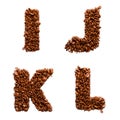 3d rendering of letters I J K L made of chocolate candies isolated on white background. Royalty Free Stock Photo
