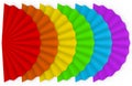 3d rendering. lgbt rainbow color Fanfold paper on white wall background.