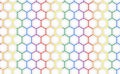 3d rendering. Lgbt rainbow color flag light on hexagon pattern mesh wall background.