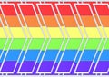 3d rendering. LGBT rainbow color trapezoid tile arrow shape panel pattern wall background. Royalty Free Stock Photo