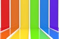 3d rendering. LGBT rainbow color vertical bar pattern wall and floor background.