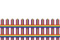 3d rendering. Lgbt rainbow color wood fence with clipping path isolated on white background.