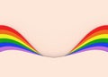 3d rendering. lgbt rainbow colorful curve pattern on vanilla wall background