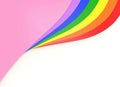 3d rendering. lgbt rainbow colorful panels curve on white copy space background