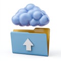 Cloud upload icon with folder and up arrow Royalty Free Stock Photo