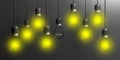 3d rendering light bulbs on black background Royalty Free Stock Photo