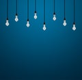 3d rendering light bulbs on blue background