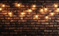 d rendering of light bulbs shining on a dark brick wall Royalty Free Stock Photo