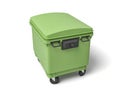 3d rendering of a light-green dumpster on white background.