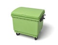 3d rendering of a light-green dumpster on white background.