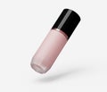 3D rendering of light pink foundation container mockup, levitation glass bottle in the air