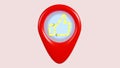 3d rendering of light thumb-up icon in location map pin GPS pointer on color background