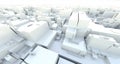 3D Rendering light warehouse cyber city of the slum, space station, repository microcircuit
