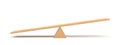 3d rendering of a light wooden seesaw with the left side leaning to the ground on white background.