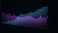 3D rendering of a line graph of a digital income chart