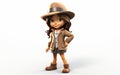 3D Rendering of a Little Detective Girl Isolated on White