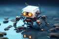 3D rendering of a little robot on a dark blue background, nano bot, AI Generated Royalty Free Stock Photo