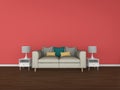 3D Rendering living room isolated on colorful background Royalty Free Stock Photo