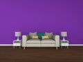 3D Rendering living room isolated on colorful background