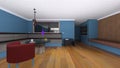 3D rendering of the living room with mountain view Royalty Free Stock Photo