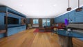 3D rendering of the living room with mountain view Royalty Free Stock Photo