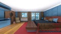 3D rendering of the living room with mountain view Royalty Free Stock Photo