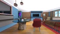 3D rendering of the living room with mountain view Royalty Free Stock Photo