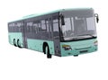 3d rendering long travel bus turns on white background no shadow