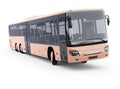 3d rendering long travel bus turns on white background with shadow