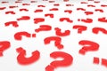 3D rendering a lot of red question marks on a white background Royalty Free Stock Photo