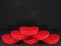 3D Rendering Love Step and Valentines Day Background Mock Up, Love shape and some loves. red, silver and black color