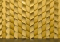 3d rendering. Luxurious golden trapezoid shape tile pattern wall background